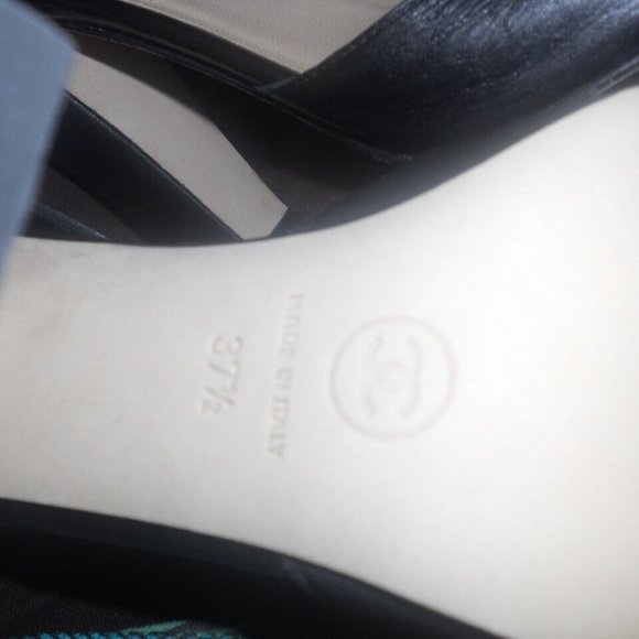 CHANEL Black Leather Cinema Mary Jane Lace Tie Up Pumps Shoes Heels - Picture 13 of 14